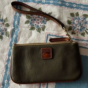 Dooney & Bourke Olive Wristlet with Brown Accents